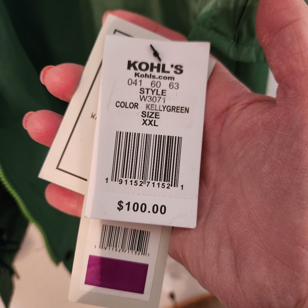NWT Fleet Street Kelly Green Hooded Raincoat Long Jacket, Size XXL - Picture 9 of 11